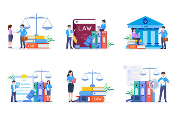 law and justice flat illustration,  Law firm and legal services, Public law consulting.