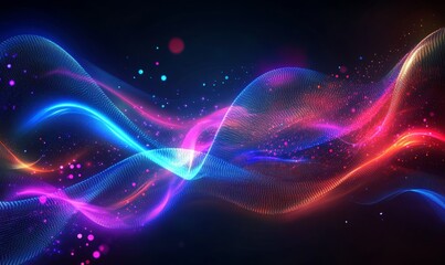 Obraz premium Colorful motion elements with neon led illumination waves. Abstract futuristic background