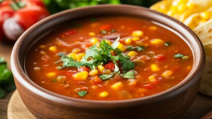 The national cuisine of Mexico: Lean tomato soup in Mexican style.