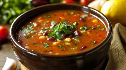 The national cuisine of Mexico: Lean tomato soup in Mexican style.