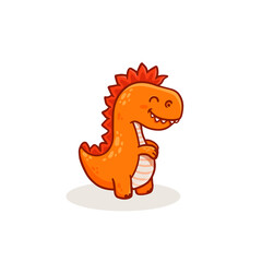 Cute cartoon dinosaur isolated on white background. Funny orange dino in flat style for cards, magazins, banners. 