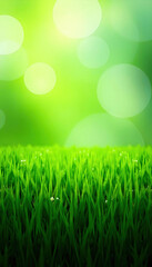 Obraz premium Bright and natural green field background, showcasing fresh grass in a real outdoor setting. Ideal for nature themes, gardening, and environmental projects