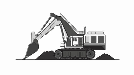 Naklejka premium Black and white illustration of heavy quarry equipment.