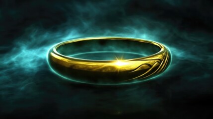 Mystical Golden Ring with Glowing Effects