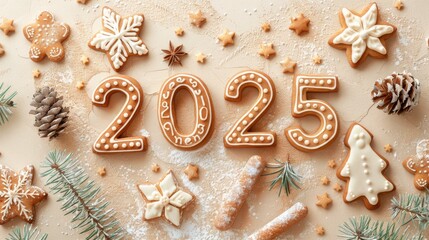 Greeting card - happy new year with numbers "2025"