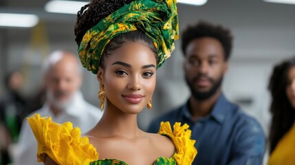 Diverse group of fashion designers collaborating on a collection, representing the fusion of global cultures in the fashion industry