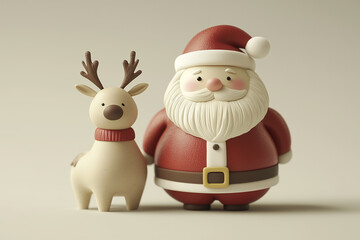 Santa Claus with reindeer in festive scene