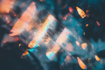 Abstract Colorful Light Reflections on Glass Surface Background, Poster Header Cover Backdrop Design