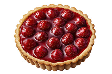 Strawberry tart PNG isolated on transparent background, white background.
