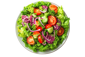 Salad PNG isolated on transparent background, white background.
