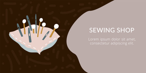Pin cushion sewing needlework vector artwork