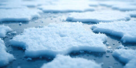 Obraz premium Texture of icy ground featuring frozen patches of ice, creating a captivating surface. Ideal for backgrounds, winter themes, or any project needing a cool, frosty aesthetic