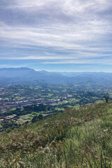 Panoramic view on Oviedo city and surrounding mountains in Oviedo, Spain