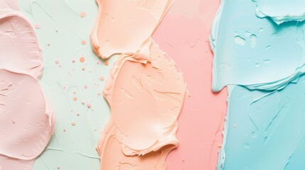 Fototapeta premium A gentle pastel background with abstract shapes in baby blue, pale pink, and light peach
