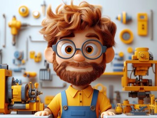 Smiling Cartoon Mechanic