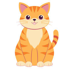 Fototapeta premium Adorable orange sweet cat sitting happily with a cheerful expression isolated on white background