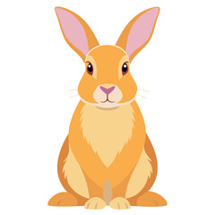 Cute rabbit sitting calmly isolated in a flat design on a white background