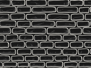 A seamless pattern of a brick wall. Drawn in a simple, cartoon style with white outlines and black fills