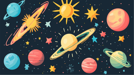 Illustration of space. Planets. Galaxy.