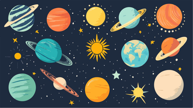Illustration of space. Planets. Galaxy.