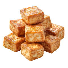 Fried Tofu Healthy Food on transparent background