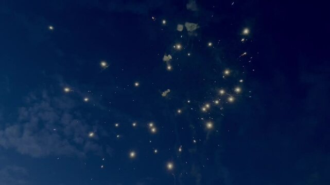 Beautiful colorful fireworks on dark night sky