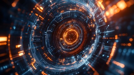 Obraz premium Abstract circular science fiction futuristic background. 