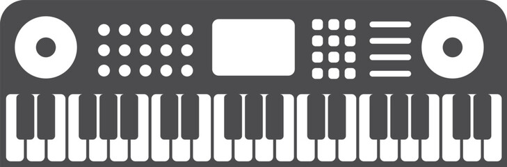 Synthesizer black icon. Melody music symbol. Audio keyboard