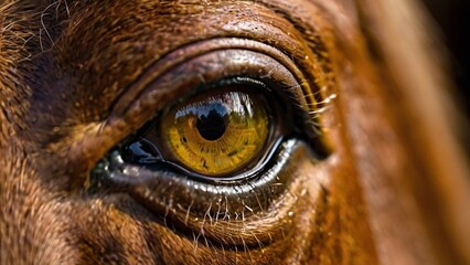 Obraz premium Makro vom Auge eines Pferdes