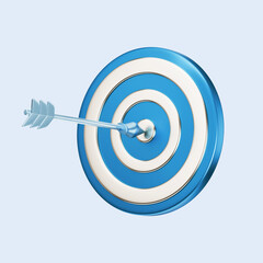 3D Target with Arrow for Business Success and Goal Achievement Visualization