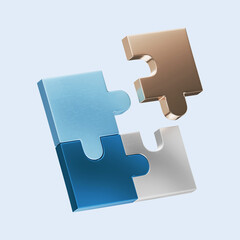 3D Puzzle Pieces Concept Representing Business Solutions and Team Collaboration