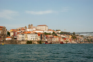 Fototapeta premium Cityscape of Porto - Portugal, with view from Douro river to the cathedral Sé