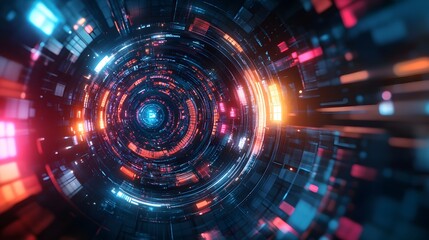 Obraz premium Abstract circular science fiction futuristic background. 