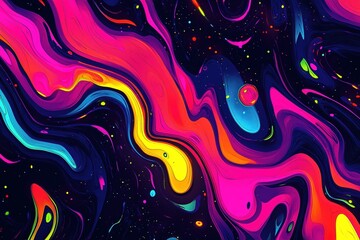 Bright swirling colors create psychedelic effect with stars