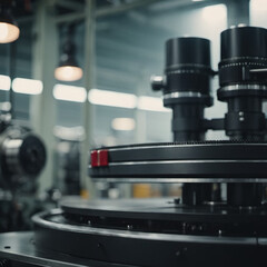 Fototapeta premium A manufacturing facility showcases advanced milling processes with a machine tool creating intricate parts, emphasizing engineering precision and efficiency. Generative AI