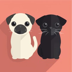 Fototapeta premium a couple of cats sitting next to each other