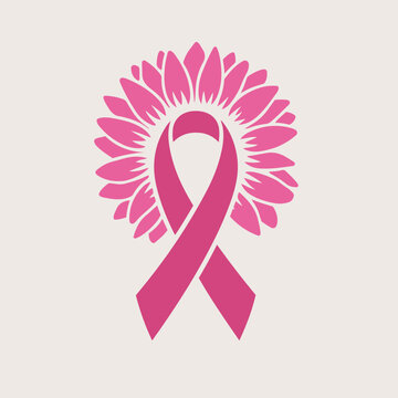 recommend clip art: Breast cancer awareness pink ribbon. Floral ribbon icon. Vector illustration.