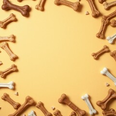 dog treats on a yellow frame