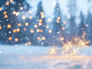 Sparkling Winter Wonderland Festive Snow and Lights Background