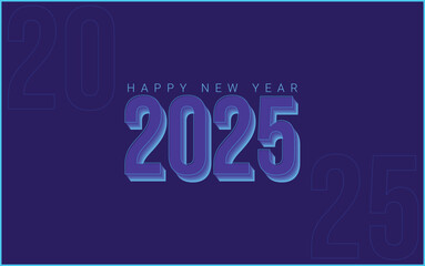Happy New Year 2025 Purple Background color and Text minimal banner, flyer, poster for celebrations of New Year, Greeting card, cover, websites and social media.