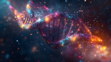 Obraz premium Abstract luminous DNA molecule. Genetic and gene manipulation concept. 