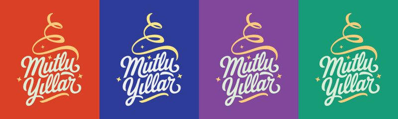 Mutlu yıllar,  tipografik logo. Translation: happy new year typographic logo