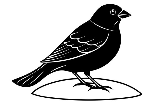 recommend clip art: Drawing of beautiful Grosbeak bird silhouette black vector art illustration 
