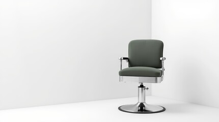 Modern barber chair in minimalist salon interior ready for grooming services in a bright space