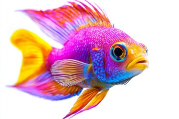 Vibrant tropical fish, showcasing bright colors and intricate patterns isolated on white background