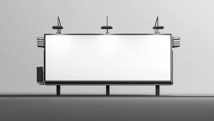 Obraz premium 3D rendering of a blank billboard with a light pole on the side, isolated on a background.