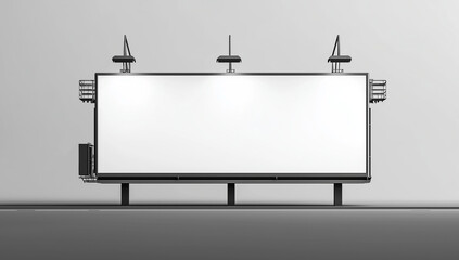 Obraz premium 3D rendering of a blank billboard with a light pole on the side, isolated on a background.