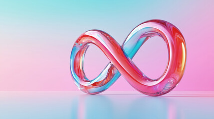Naklejka premium Colorful glass infinity symbol on a gradient background