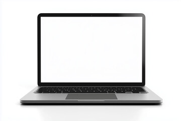 Front view of a MacBook Pro with a white screen, transparent background, vector illustration.