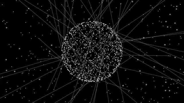 Puffed: Connecting Network box sph ere triangle line Doughnut Talking Pattern Space Geometric Landscape Modern Technology Design Background 4K stock animation video
